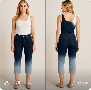 White House Black Market Ombré Capri Jeans | Size 6 | Blue Bleached Fade